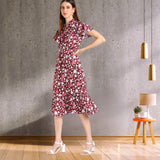 Blossom Radiance Knee-Length Floral Crepe Party Dress