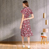 Blossom Radiance Knee-Length Floral Crepe Party Dress