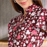 Blossom Radiance Knee-Length Floral Crepe Party Dress