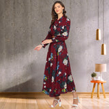Eternal Bloom Fit and Flare Floral Long Crepe Dress