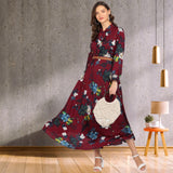 Eternal Bloom Fit and Flare Floral Long Crepe Dress