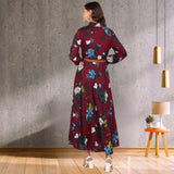 Eternal Bloom Fit and Flare Floral Long Crepe Dress