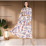 Eternal Bloom Fit and Flare Floral Long Crepe Dress