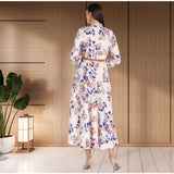 Eternal Bloom Fit and Flare Floral Long Crepe Dress
