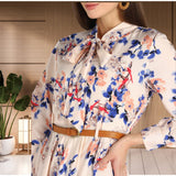 Eternal Bloom Fit and Flare Floral Long Crepe Dress