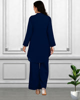 Women Sequins Motifs Embellished Asymmetric Kurti Pant Set