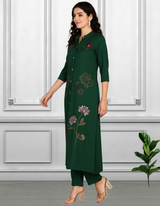 Women Sequins Motifs Embellished Long Kurti Pant Set