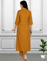 Women Sequins Motifs Embellished Long Kurti Pant Set