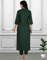 Women Sequins Motifs Embellished Long Kurti Pant Set