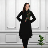 Women Sequins Motifs Embellished Asymmetric Kurti Pant Set