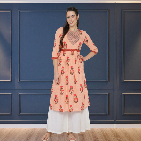 🌸 Women’s Ethnic Printed Kurti & Palazzo Set