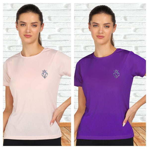 Women's Polyester Sports T-Shirt Pack of 2