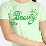 Women Sequins Motifs Embellished Cotton T-shirt