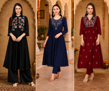 3-Piece Embroidered Kurti Combo – Elegant Ethnic Collection