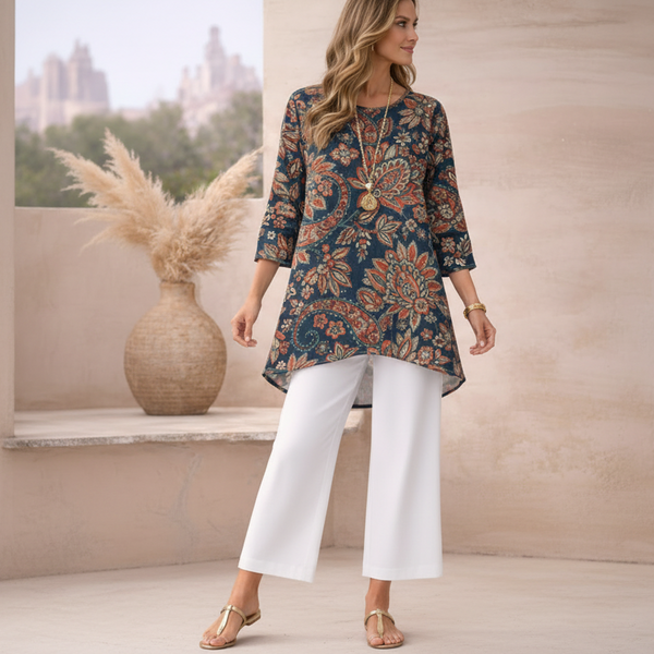 🌸 Spandex  Floral Paisley Printed Top & Pant Set 🌸