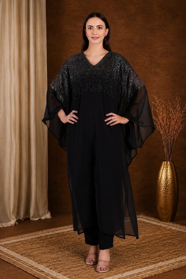 Women's Sequins Motifs Embellished Georgette Kaftan Set