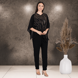 Women's Sequins Motifs Embellished Georgette Top Pant Set
