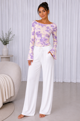 Floral Printed Spandex Top & Pant Co-ord Set for Women