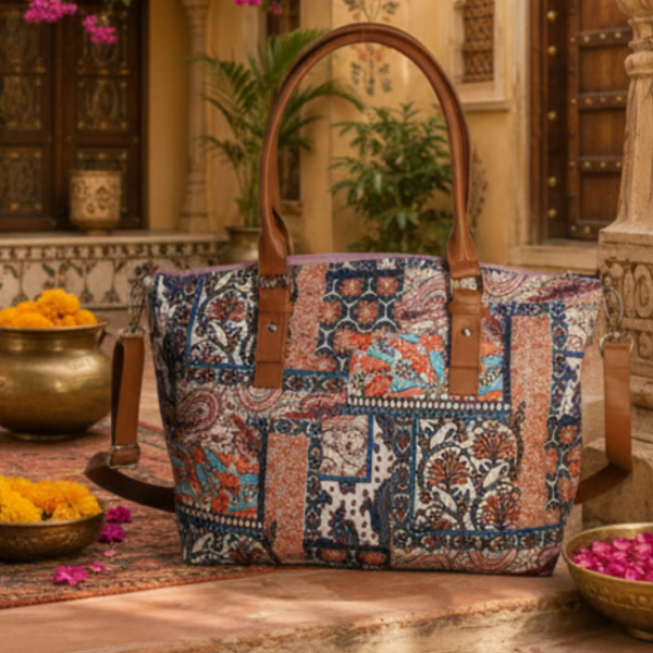 Paisley Patchwork Print Canvas Tote Bag