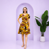 Blooming Elegance Knee-Length Floral Crepe Dress