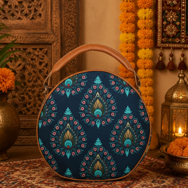 Peacock Feather Canvas Sling Bag