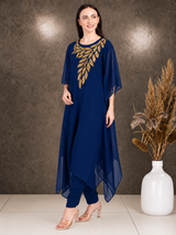 ✨ Georgette Sequins Embroidered Kaftan Pant Set