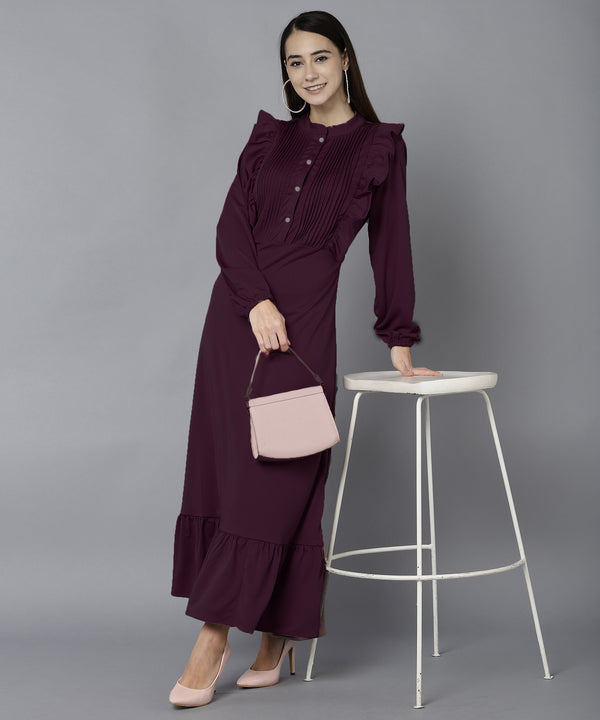 WOMEN PLEATED MAXI DRESS SHV 180 PURPLE