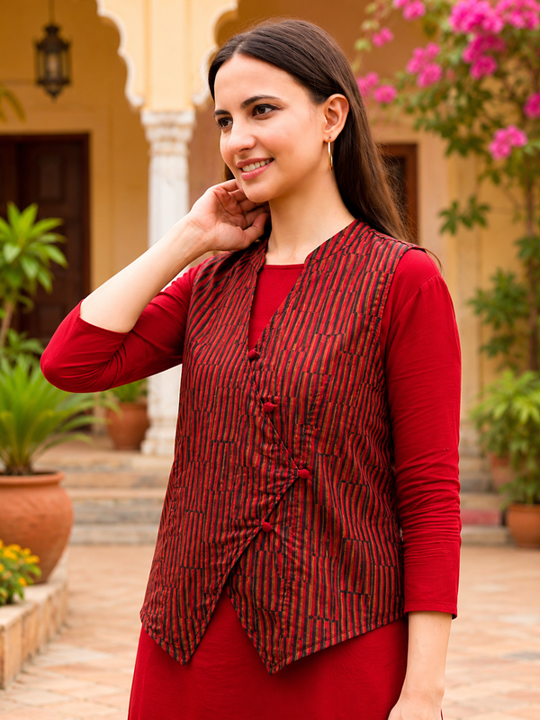 🌺 Women’s Ethnic Printed Jacket Kurti & Pant Set