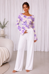 Floral Printed Spandex Top & Pant Co-ord Set for Women