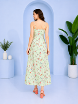 Enchanted Bloom Women's Mint green Floral Printed Crepe Maxi Dress