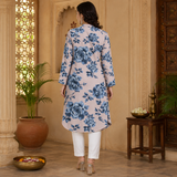 🌺 Floral print spandex kurti‑pant co‑ord set