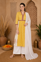 🌺 Women’s Ethnic Cotton Printed Kurti & Palazzo Set