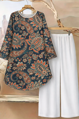 🌸 Spandex  Floral Paisley Printed Top & Pant Set 🌸