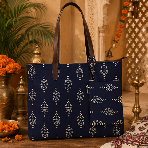 ETHNIC SMALL PAISLEY PRINT TOTE BAG