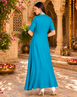 Graceful Floral Embroidered Rayon Shrug Kurti Set