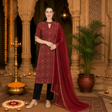 🌸 Ethnic Cotton Printed Kurti Pant Set for Women