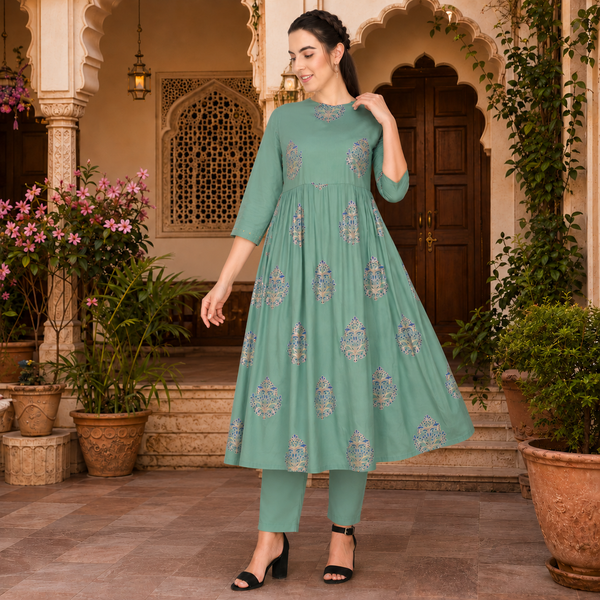 3-Piece Printed Cotton Kurti Combo – Stylish Ethnic Collection