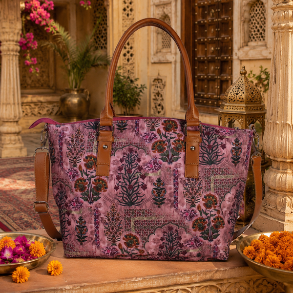 Jaipuri Floral Print Canvas Tote Bag