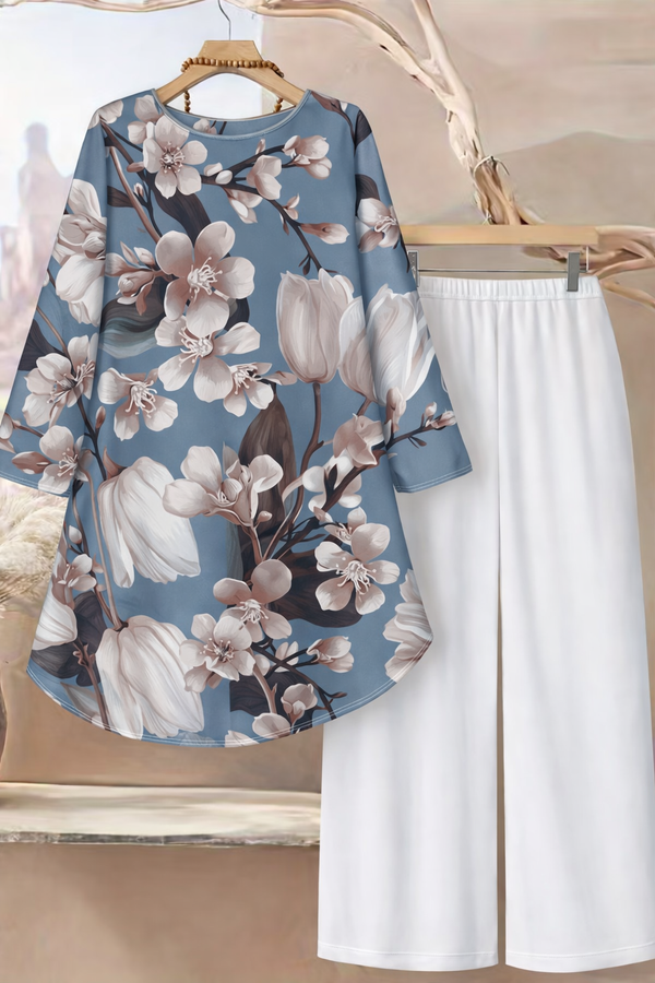 🌸 Spandex Floral Printed Top & Pant Set 🌸