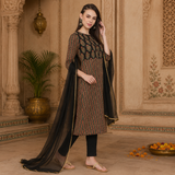 Women Block print A line kurti pant set