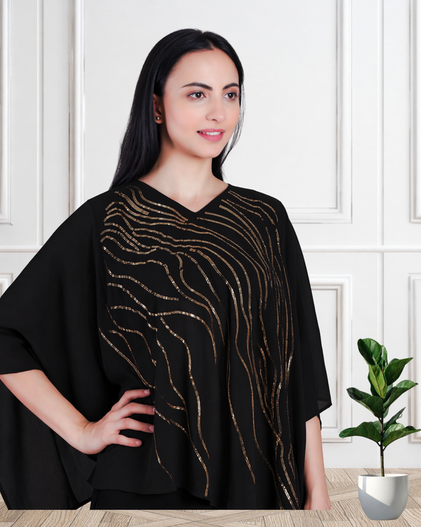 Women's Sequins Motifs Embellished Georgette Top Pant Set