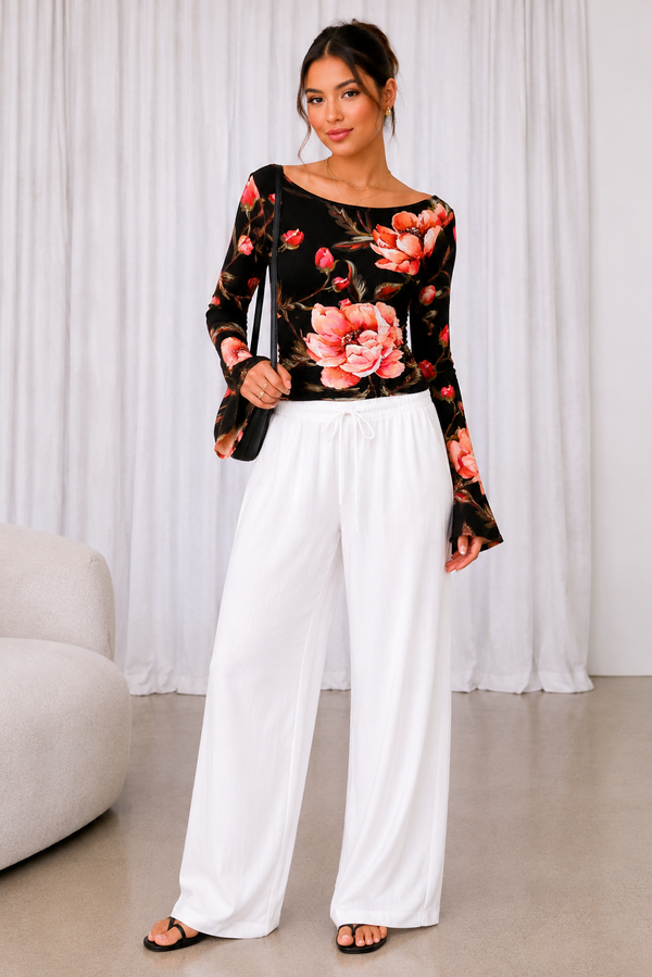 Floral Printed Spandex Top & Pant Co-ord Set for Women