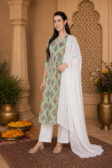 🌸 Ethnic Cotton Printed Kurti Palazzo Set for Women