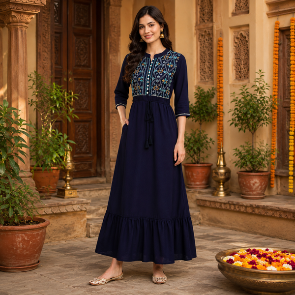 Timeless Elegance: Women's Embroidered ankle Length Kurti