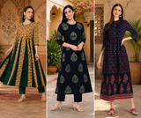 3-Piece Printed Cotton Kurti Combo – Elegant Everyday Ethnic Wear