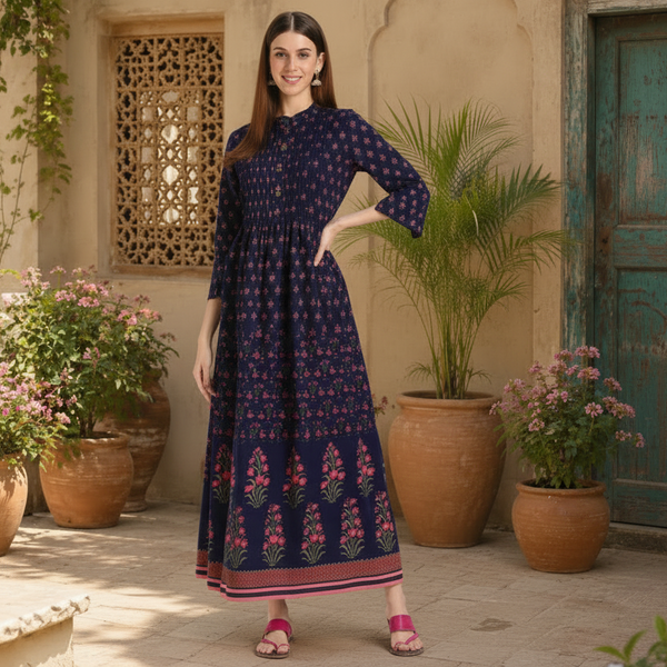 Ethnic Printed cotton anarkali kurti