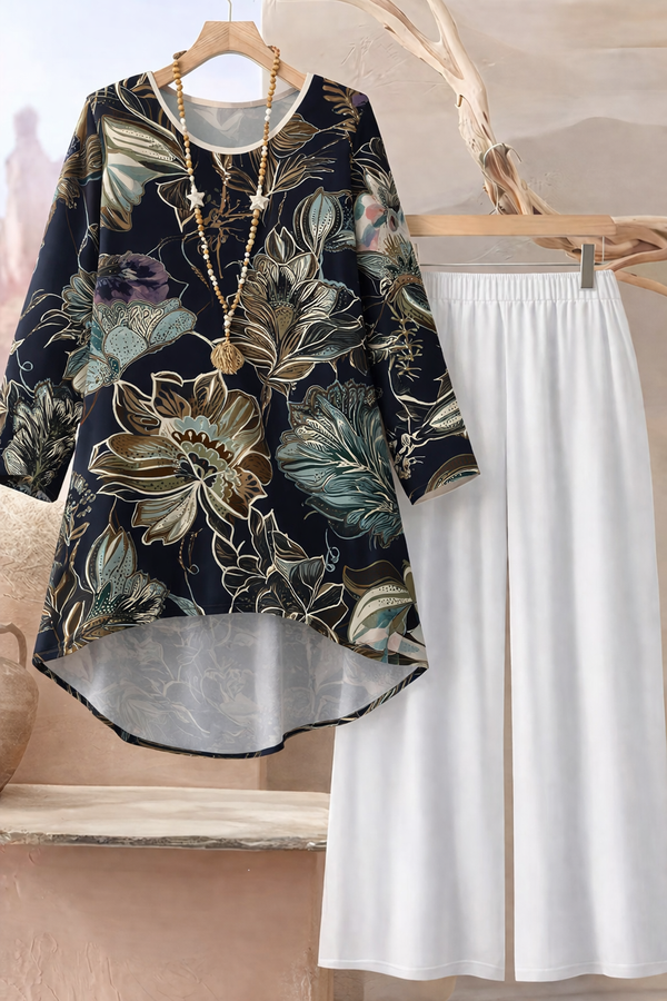 🌸 Spandex Floral Printed Top & Pant Set 🌸