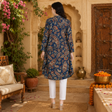 🌸 Floral Print Spandex Kurti Pant Co-Ord Set 🌸
