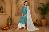 🌸 Ethnic Cotton Printed Kurti Palazzo Set for Women