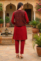 🌺 Women’s Ethnic Printed Jacket Kurti & Pant Set